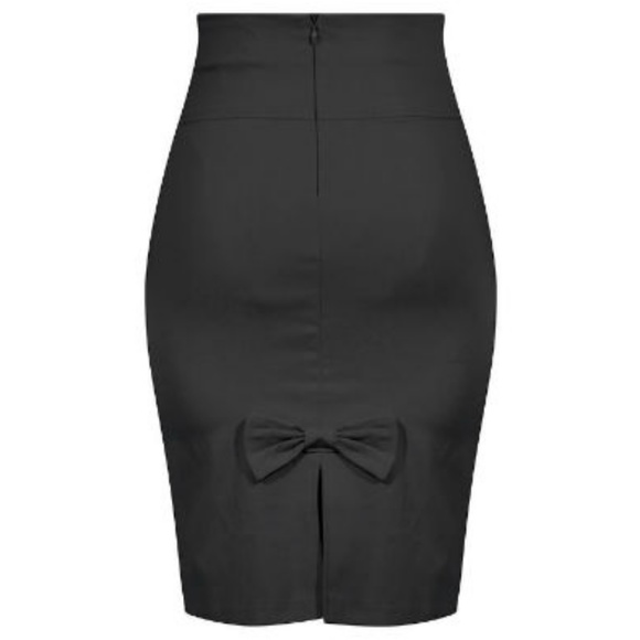 Pin Up Dresses & Skirts - high waisted pencil skirt with bow in back